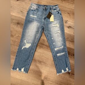 Flamingals Distressed Blue Jeans Womens 30” waist